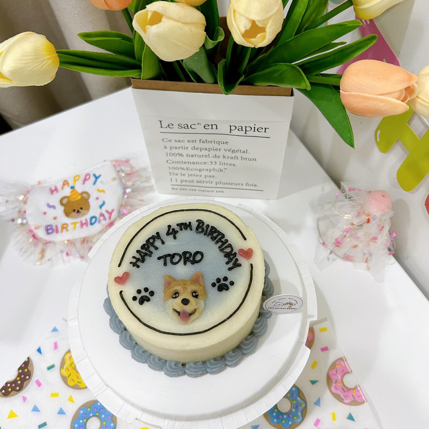 2D Custom Dog/Cat Little Red Heart Cake - Pets Delight Bakery Pte Ltd
