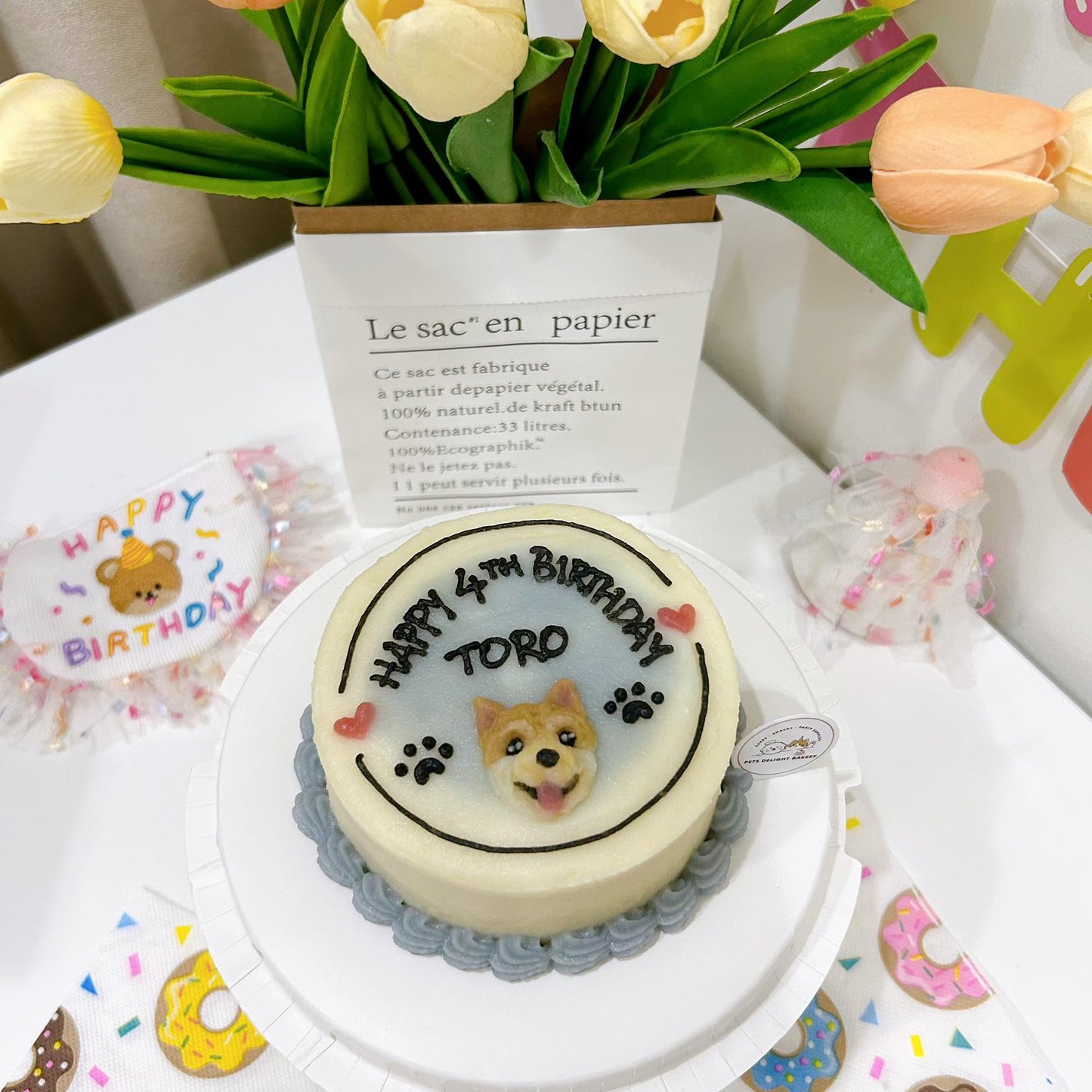 2D Custom Dog/Cat Little Red Heart Cake - Pets Delight Bakery Pte Ltd