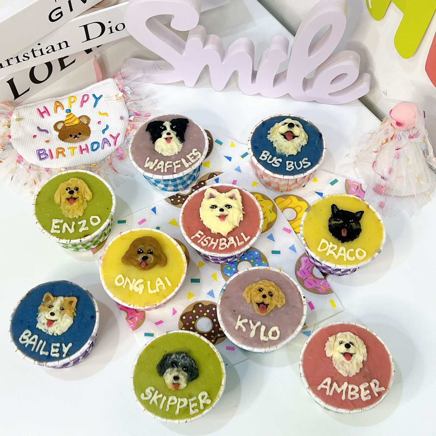 2D Dog face Pupcakes set - Pets Delight Bakery Pte Ltd