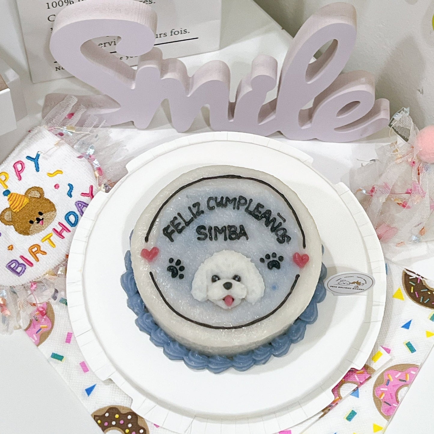 2D Dog Minimalist Cake - Pets Delight Bakery Pte Ltd