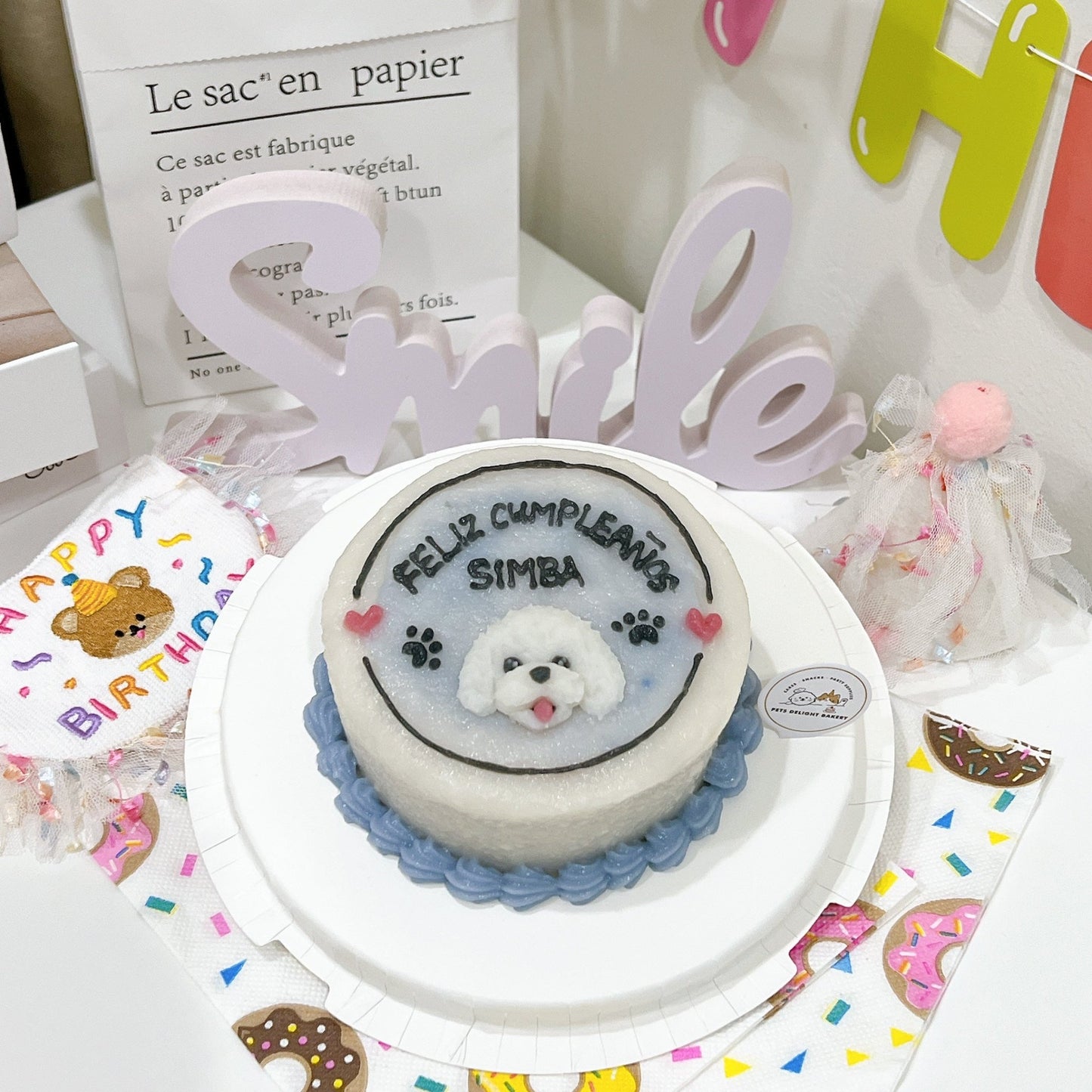 2D Dog Minimalist Cake - Pets Delight Bakery Pte Ltd
