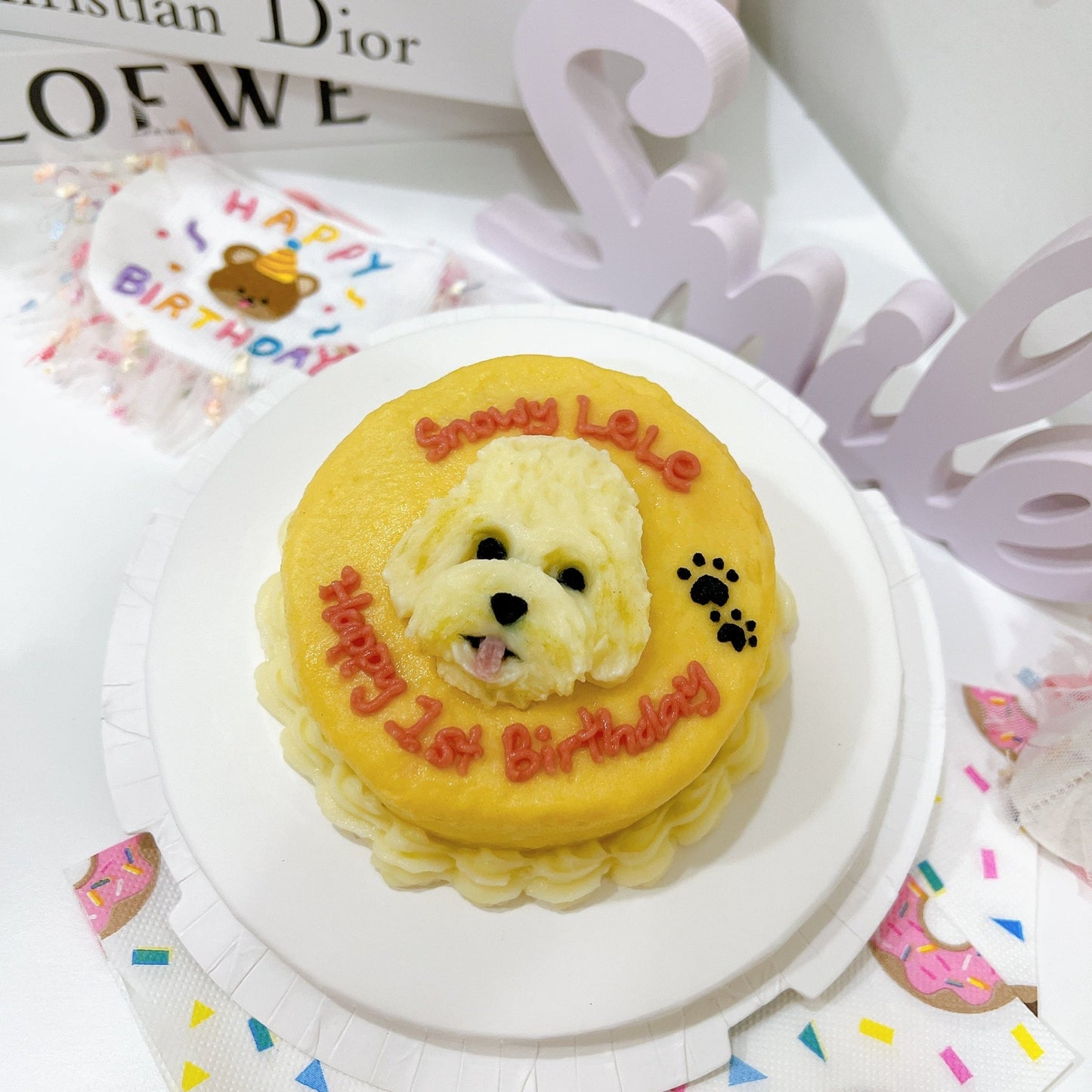 2D Dog/Cat with cute paw Cake - Pets Delight Bakery Pte Ltd