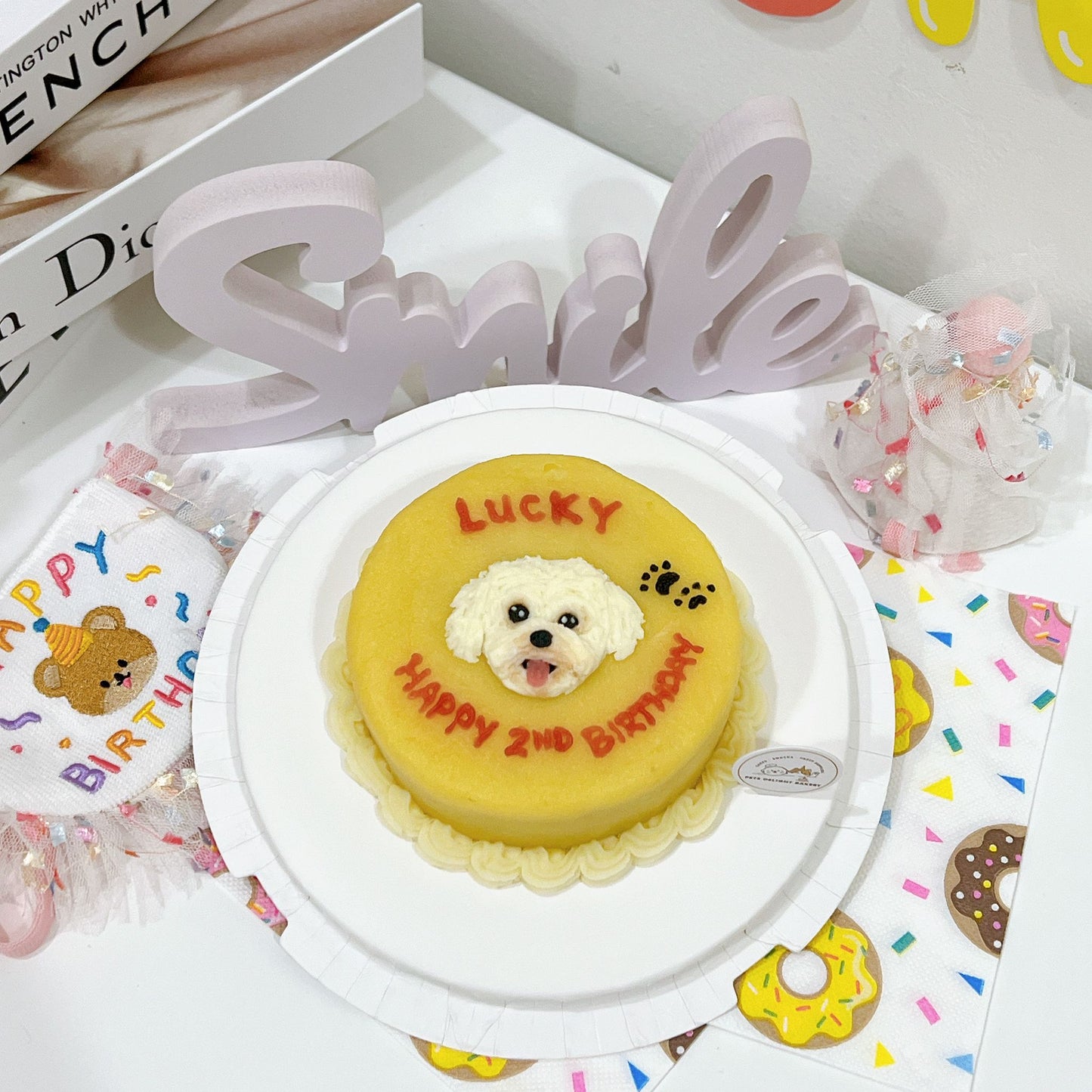 2D Dog/Cat with cute paw Cake - Pets Delight Bakery Pte Ltd
