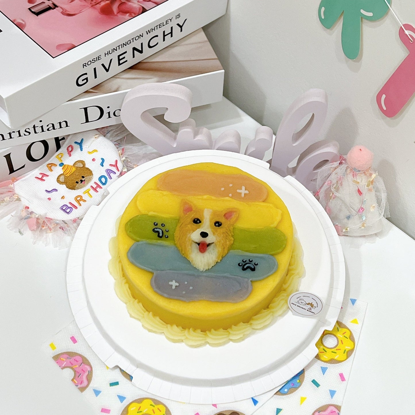 2D Face Rainbow Cake - Pets Delight Bakery Pte Ltd