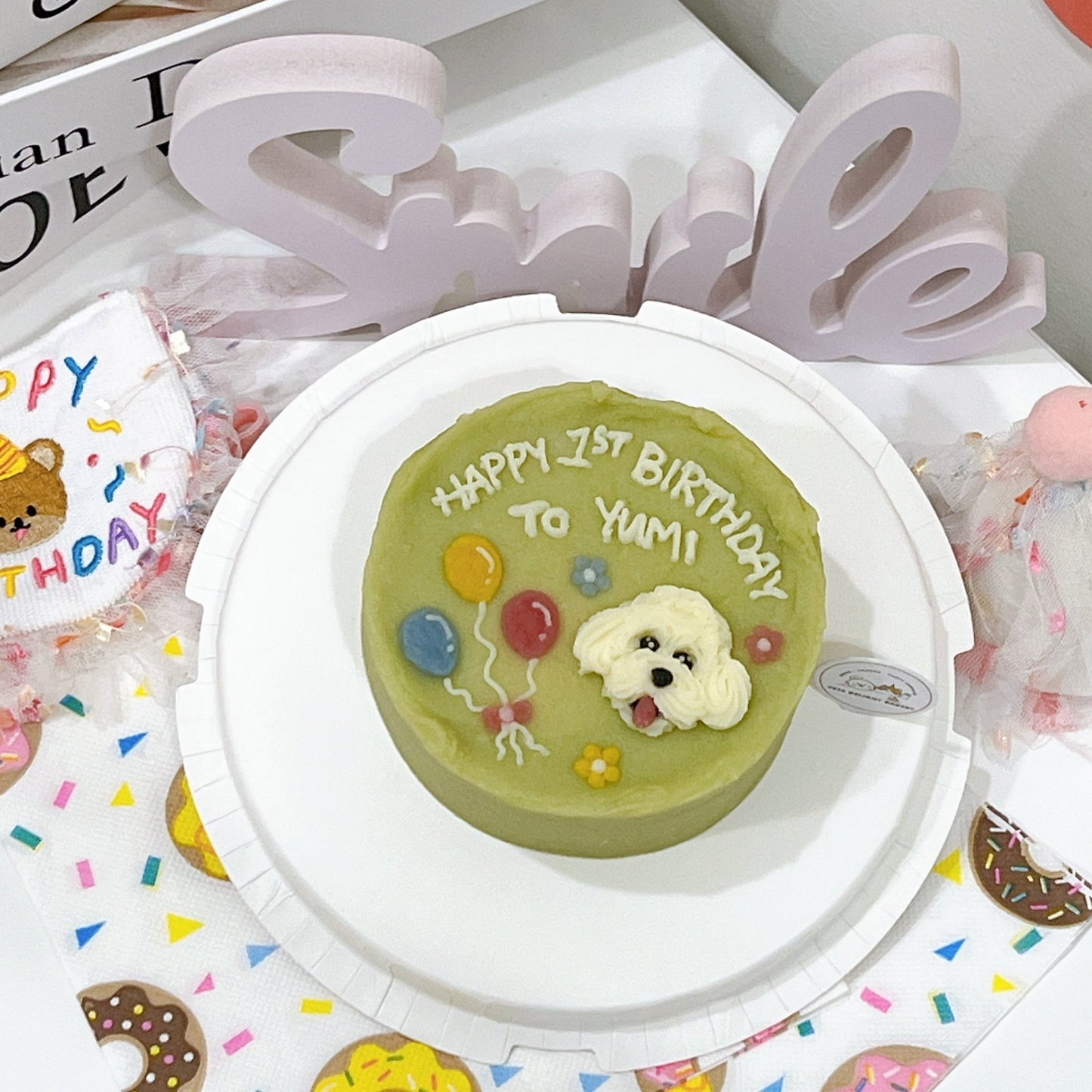 2D Face with Balloon Cake - Pets Delight Bakery Pte Ltd