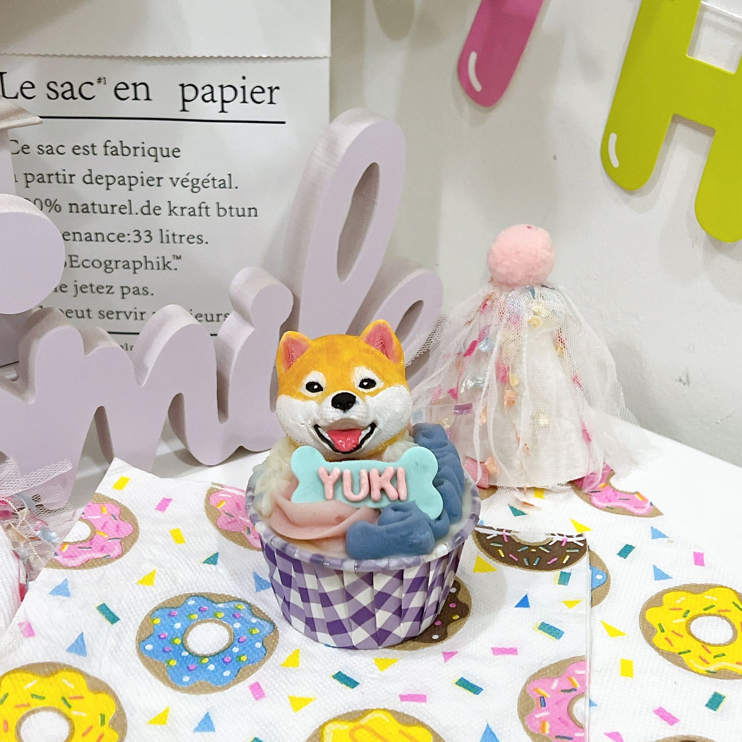 3D Fondant Dog/Cat With Name Pupcake Individual