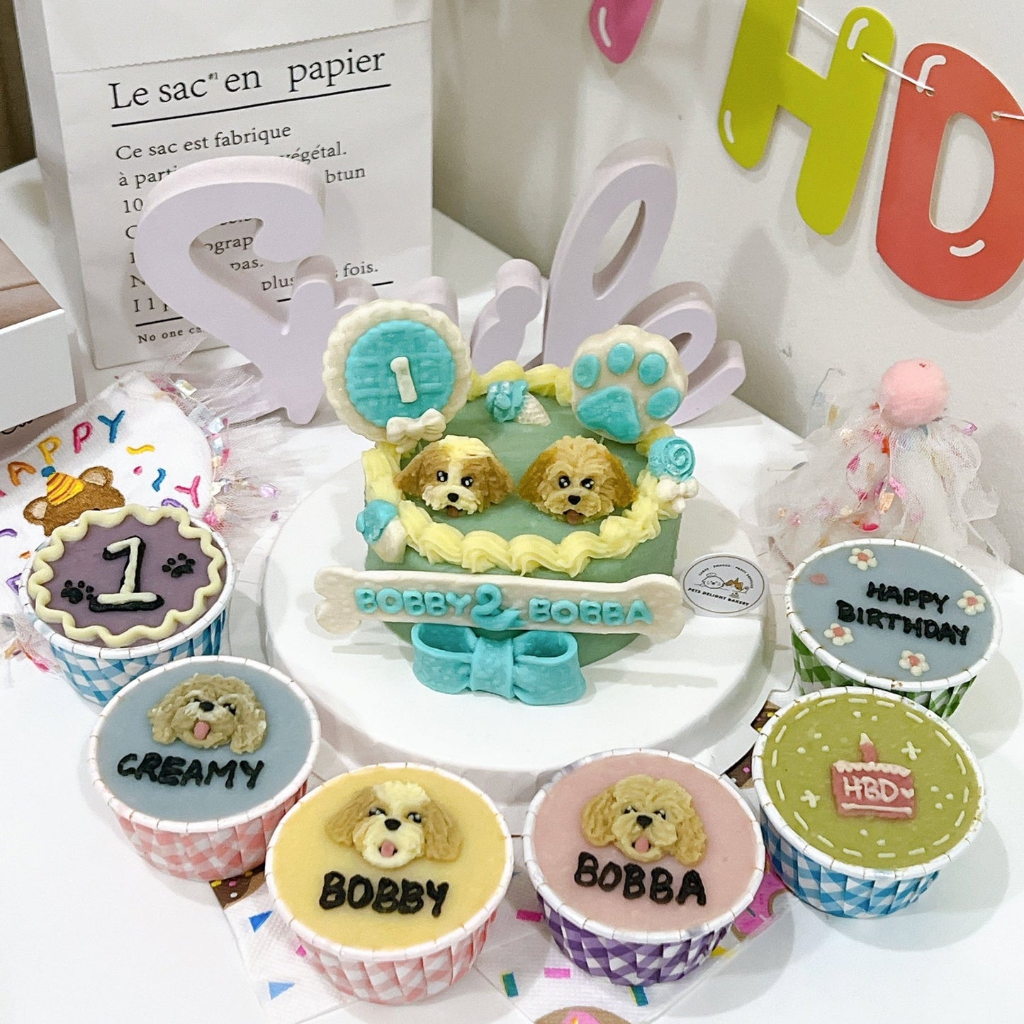 3D Cake + 2D Cupcake Bundle Set - Pets Delight Bakery Pte Ltd
