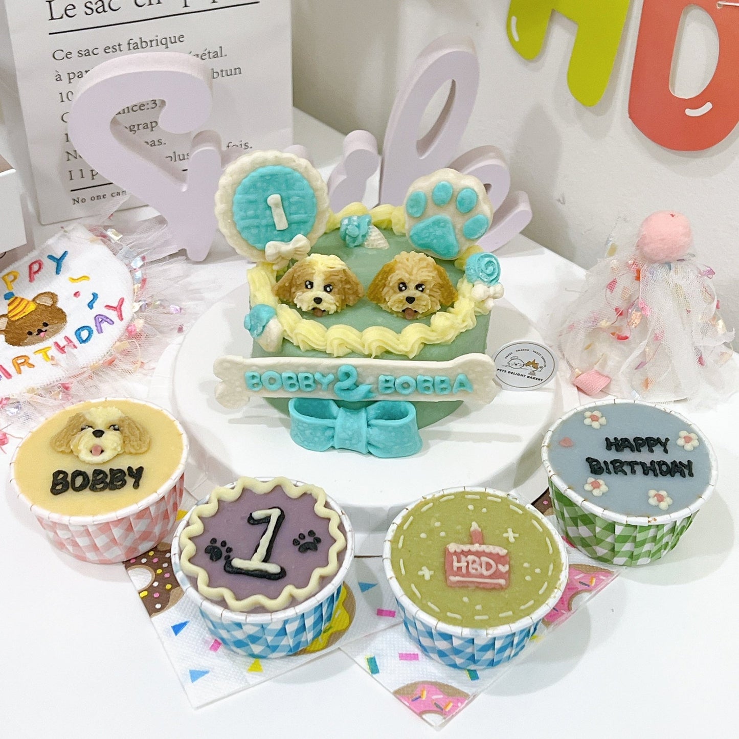 3D Cake + 2D Cupcake Bundle Set - Pets Delight Bakery Pte Ltd