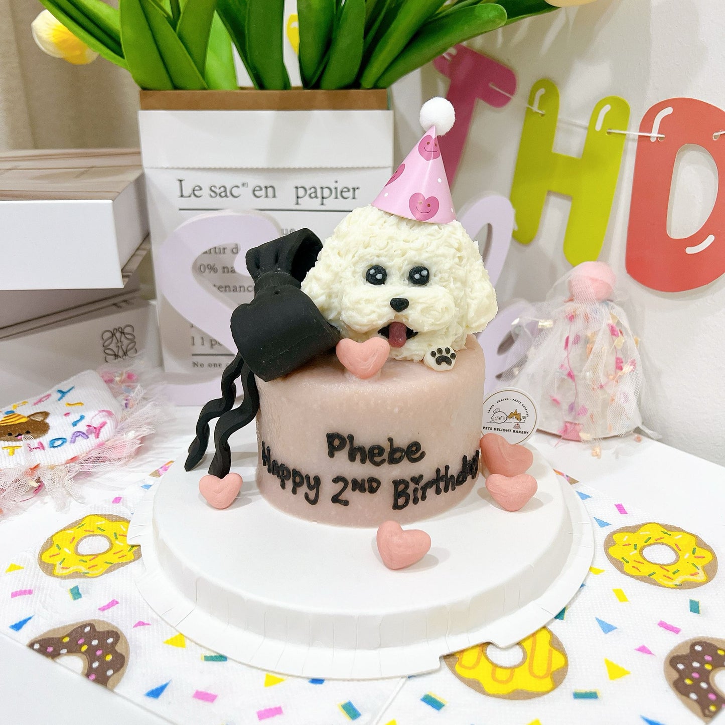3D Customized Dog/Cat Big Head Ribbon Cake - Pets Delight Bakery Pte Ltd