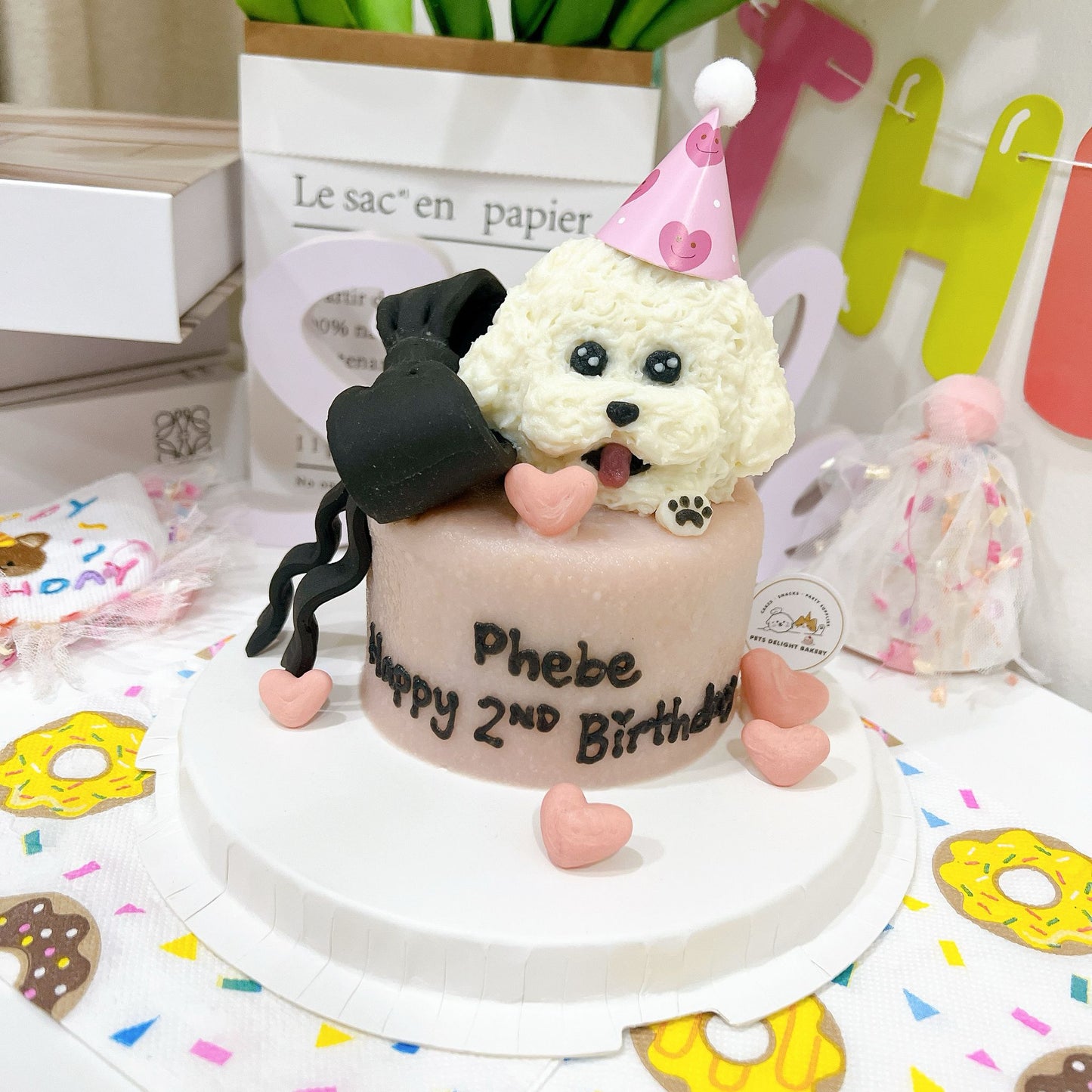 3D Customized Dog/Cat Big Head Ribbon Cake - Pets Delight Bakery Pte Ltd