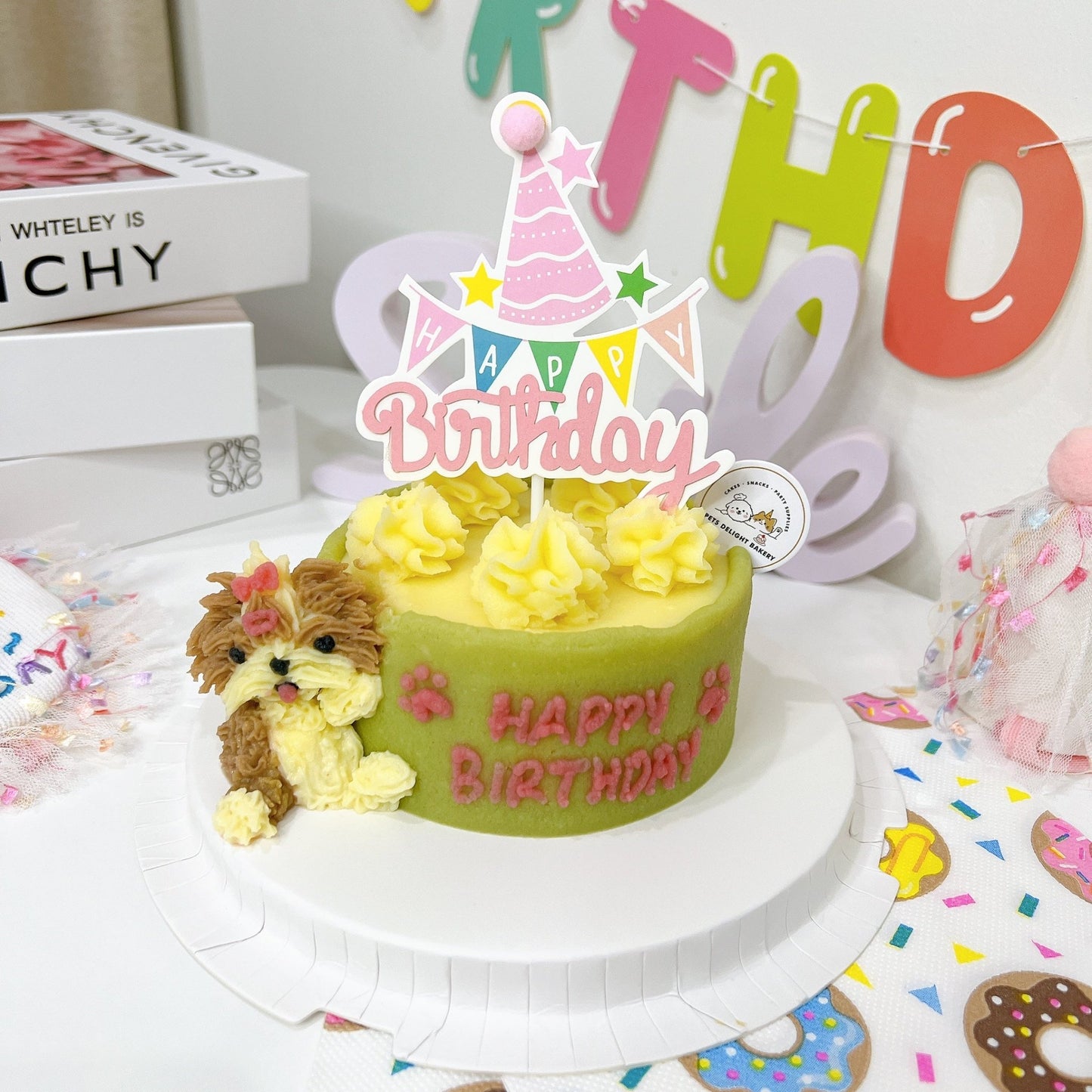 3D Dog Leaning side of Cake - Pets Delight Bakery Pte Ltd