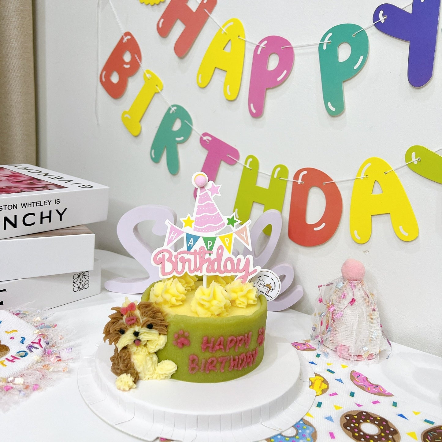 3D Dog Leaning side of Cake - Pets Delight Bakery Pte Ltd