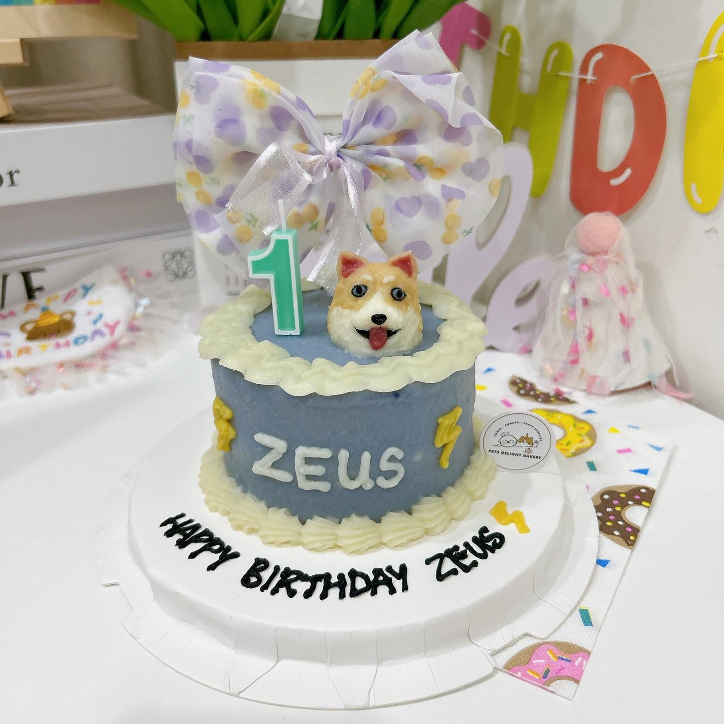 3D Customized Doggy Head with Ribbon Cake