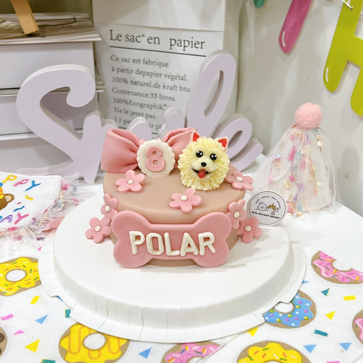 3D Customized Dog/Cat Ribbon Flowers Cake