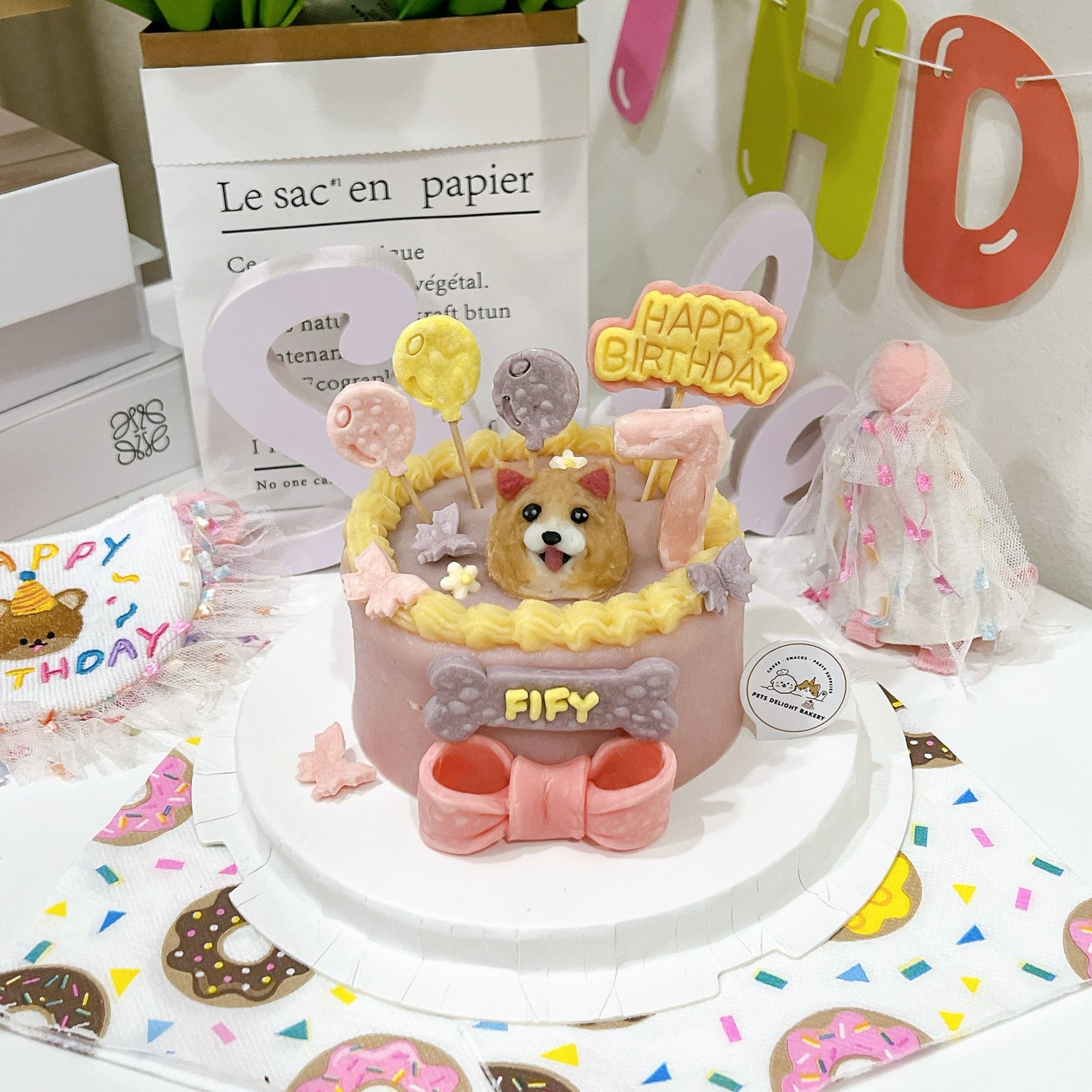 3D Customized Dog/Cat Pastel Butterflies Cake