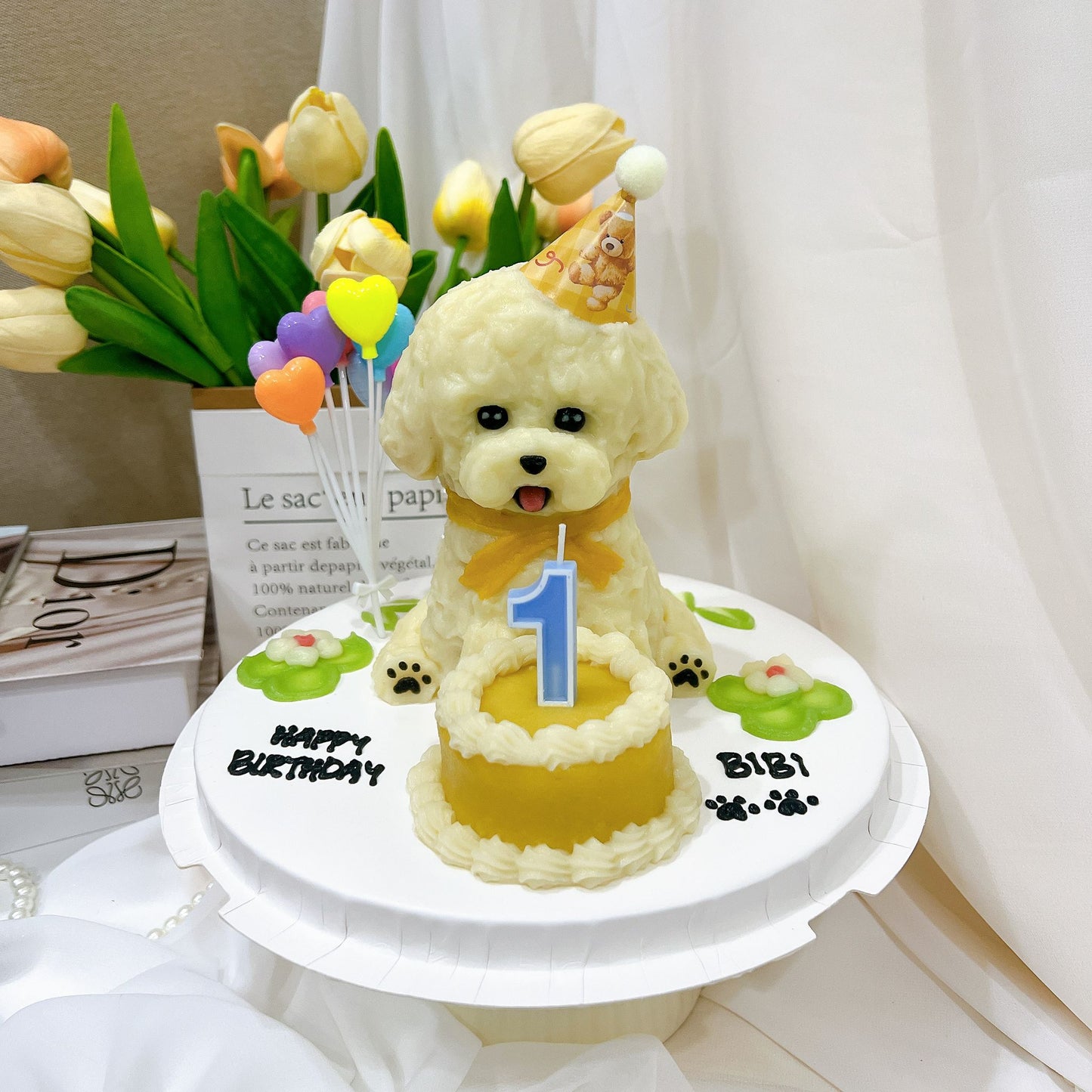 White Bichon/Poodle Full Body Cake (Customizable)