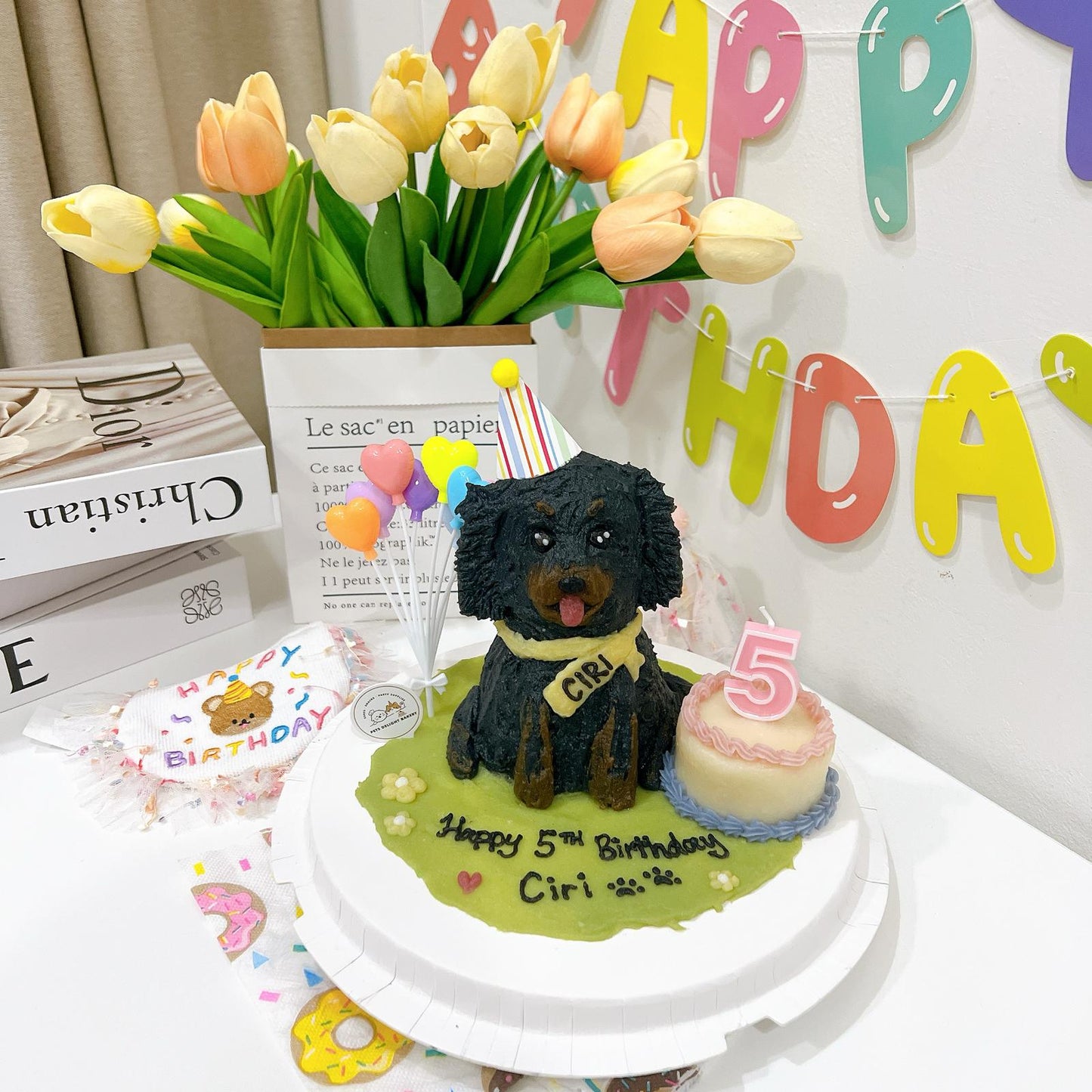 Black Mutt Doggy Full Body Cake (Customizable)