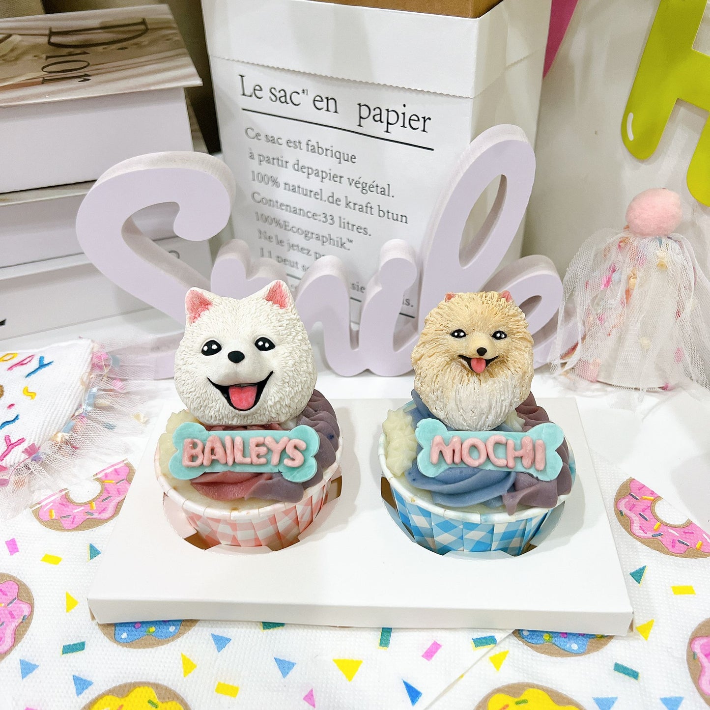 3D Fondant Dog/Cat With Name Pupcake Individual