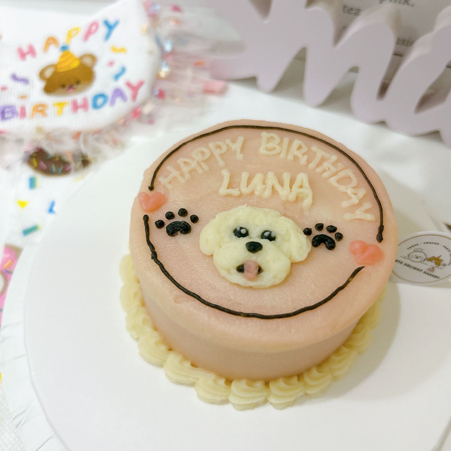 2D Custom Dog/Cat Little Red Heart Cake