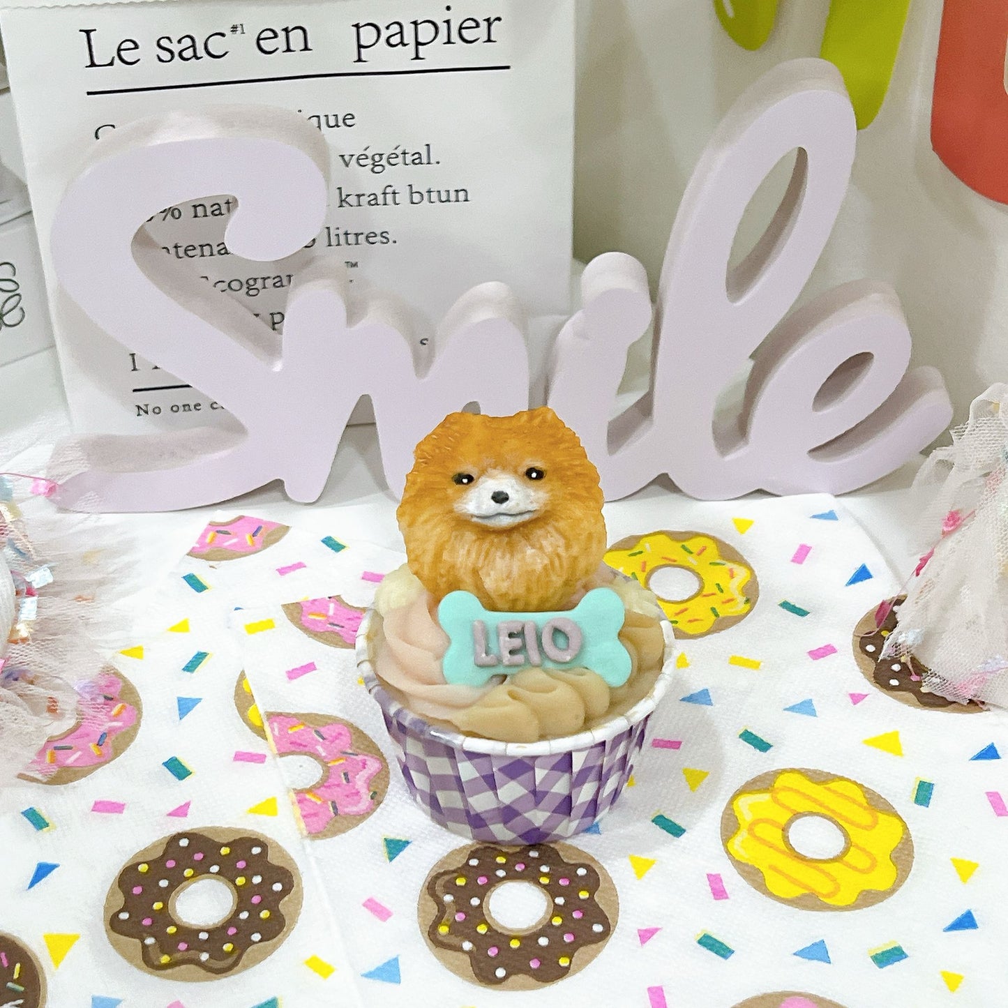 3D Fondant Dog/Cat With Name Pupcake Individual