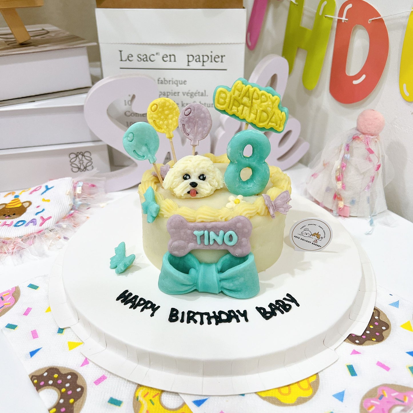 3D Customized Dog/Cat Pastel Butterflies Cake