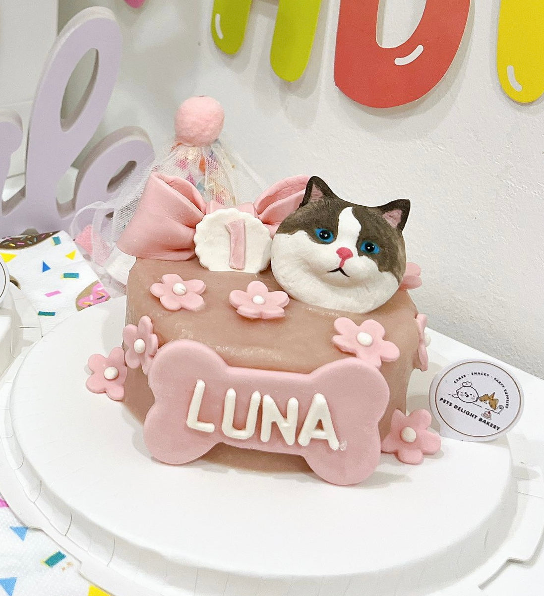 3D Customized Dog/Cat Ribbon Flowers Cake