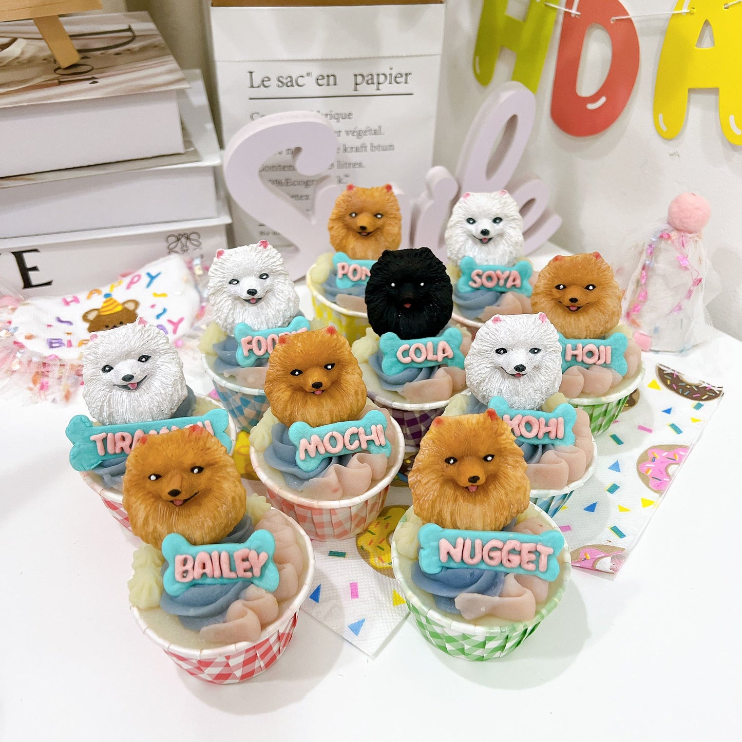 3D Fondant Dog/Cat With Name Pupcake Individual