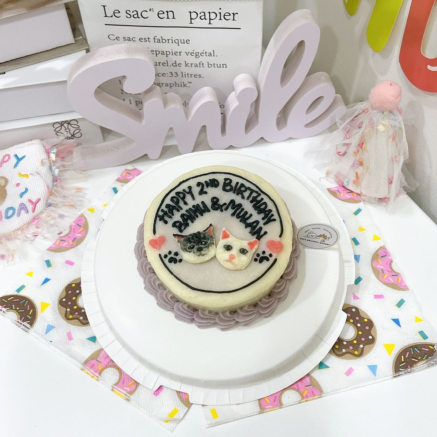 2D Custom Dog/Cat Little Red Heart Cake