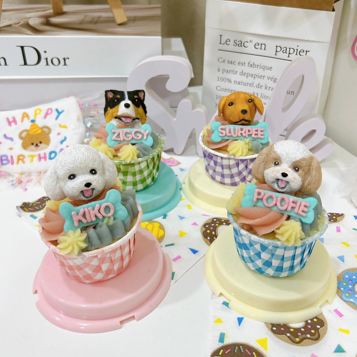 3D Fondant Dog/Cat With Name Pupcake Individual
