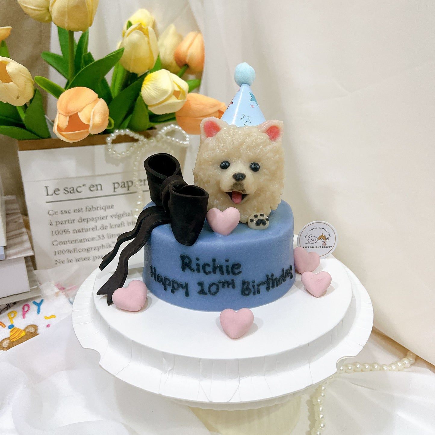 3D Customized Dog/Cat Big Head Ribbon Cake