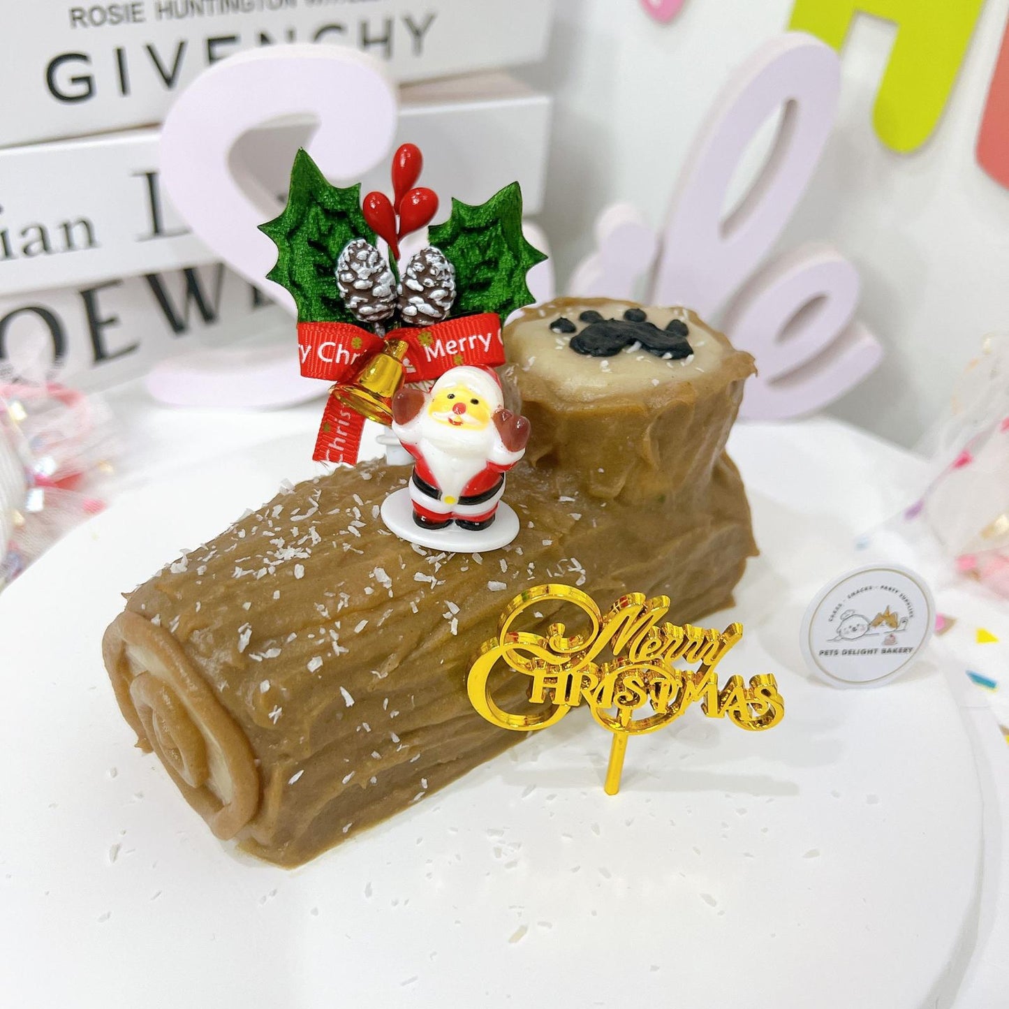 Christmas Pets Log Cake (For Dogs & Cats) - Pets Delight Bakery Pte Ltd