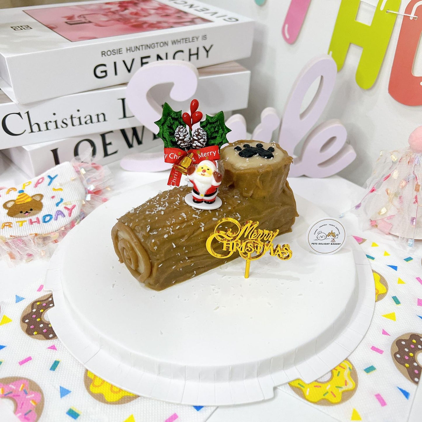 Christmas Pets Log Cake (For Dogs & Cats) - Pets Delight Bakery Pte Ltd