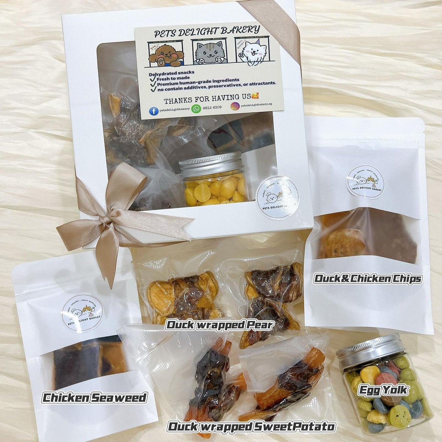 Healthy Dehydrated Pet Treats Gift Box (For Dog n Cat) - Pets Delight Bakery Pte Ltd