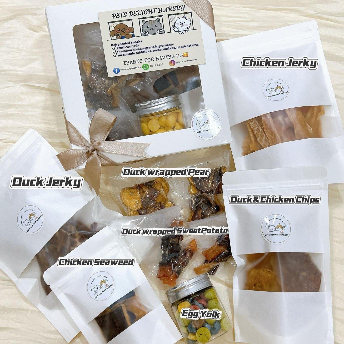 Healthy Dehydrated Pet Treats Gift Box (For Dog n Cat) - Pets Delight Bakery Pte Ltd