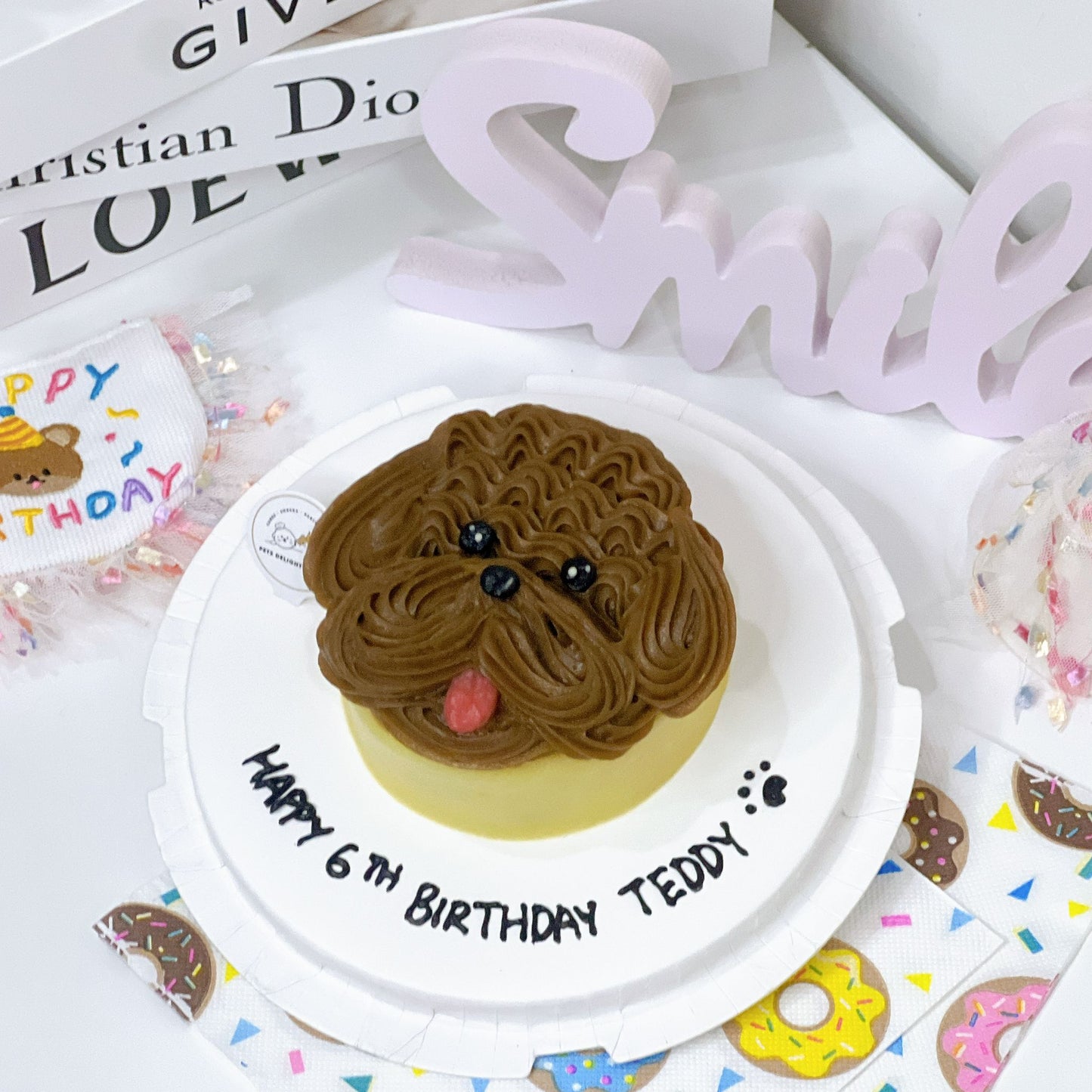 Poodle Minimalist simple Cake - Pets Delight Bakery Pte Ltd