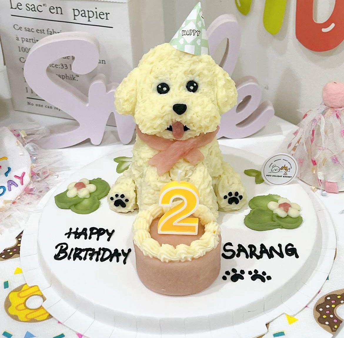 White Bichon/Poodle Full Body Cake (Customizable) - Pets Delight Bakery Pte Ltd