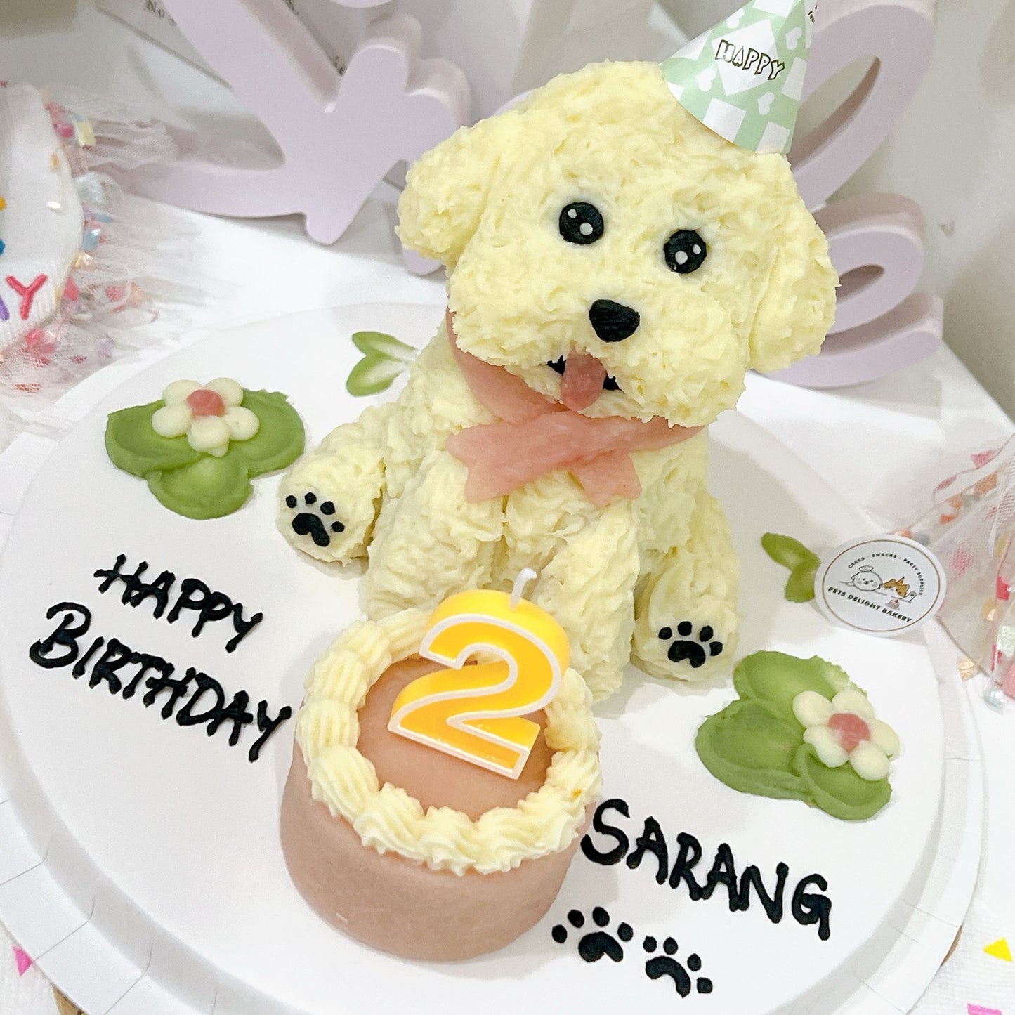 White Bichon/Poodle Full Body Cake (Customizable) - Pets Delight Bakery Pte Ltd