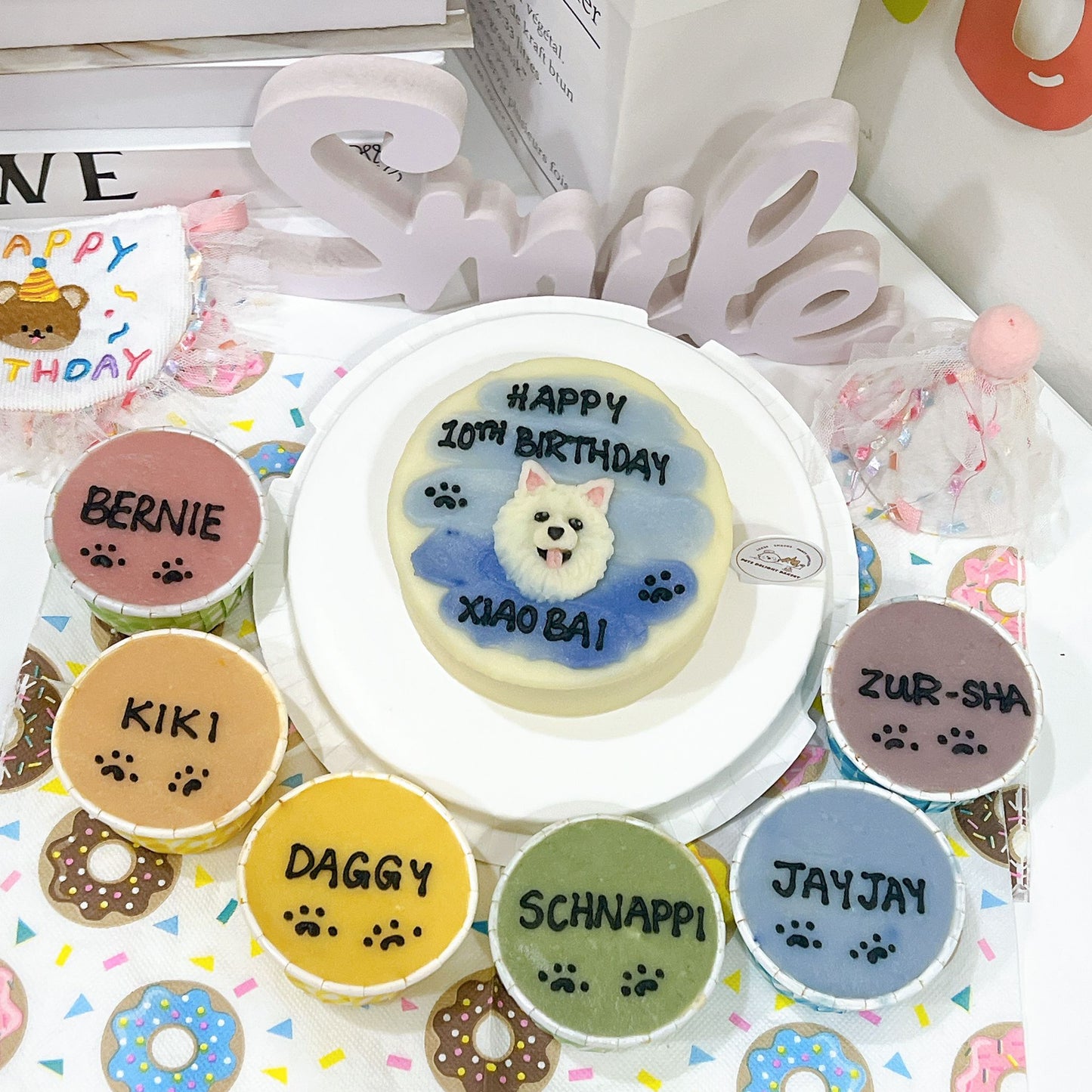 Simple 2D Dog/Cat Cake + Plain Cupcake Bundle Set