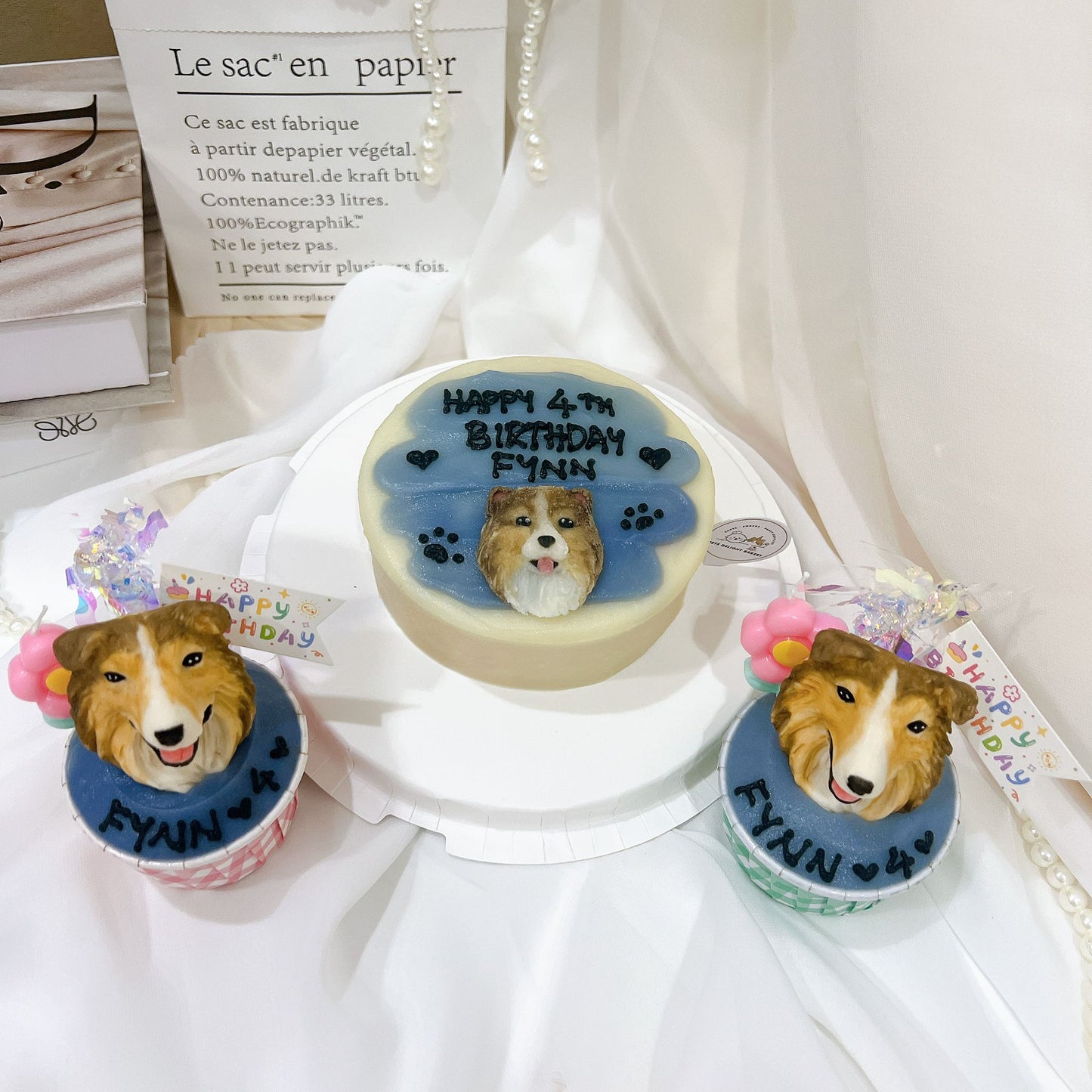 2D Custom Dog/Cat Cake + 3D Cupcake Bundle Set