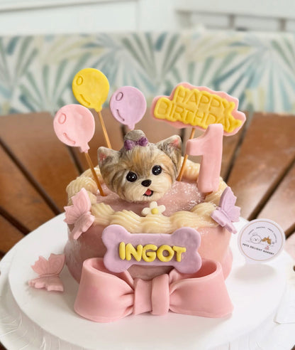 3D Customized Dog/Cat Pastel Butterflies Cake