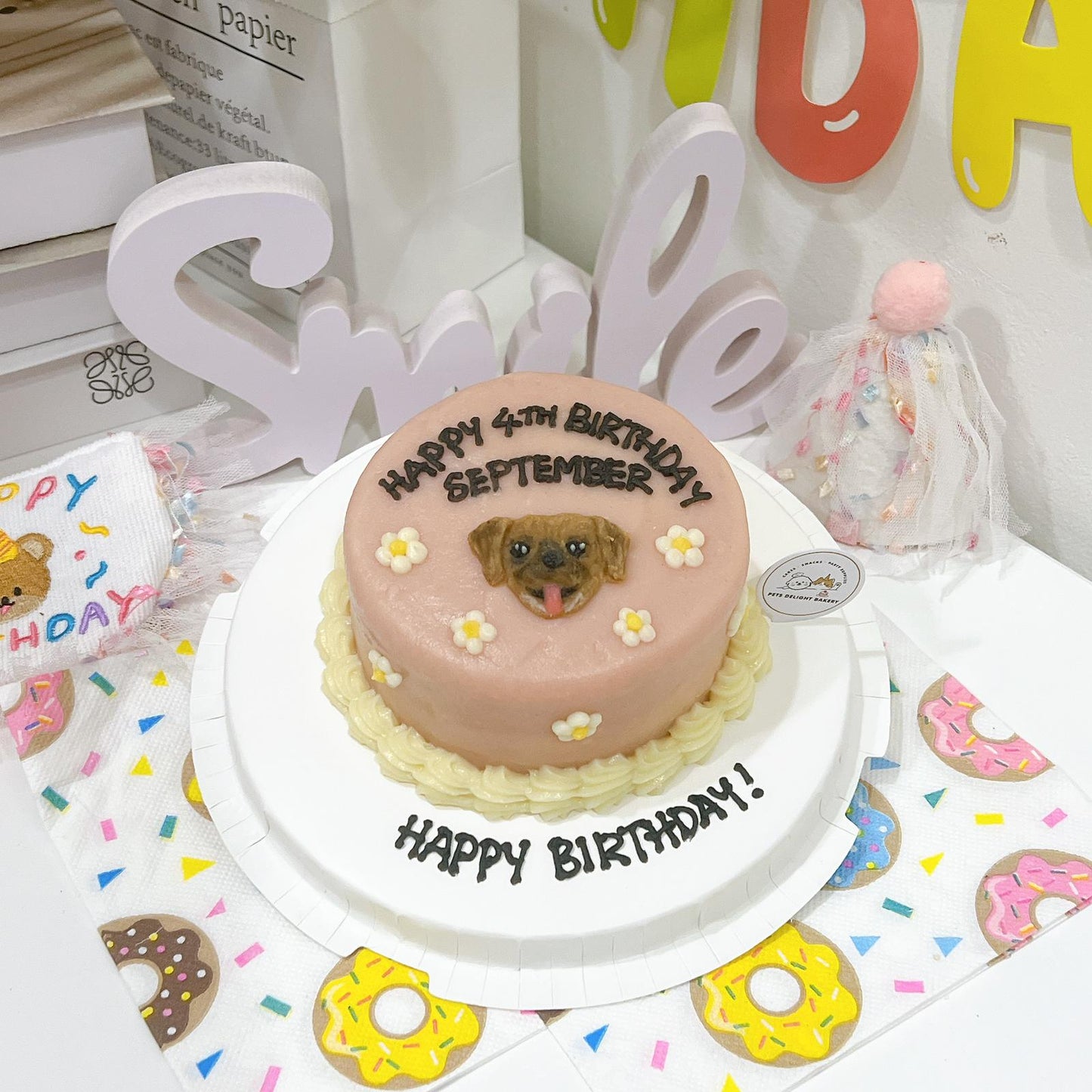 2D Custom Dog/Cat Daisy Cake (Same - day) - Pets Delight Bakery Pte Ltd