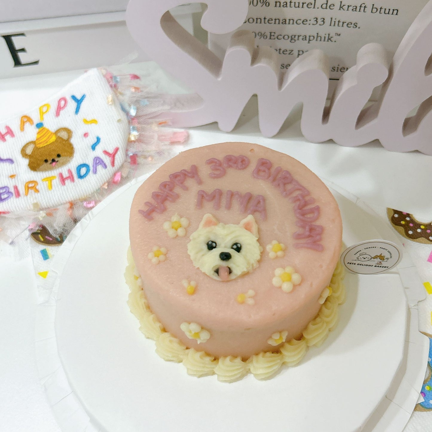 2D Custom Dog/Cat Daisy Cake (Same - day) - Pets Delight Bakery Pte Ltd