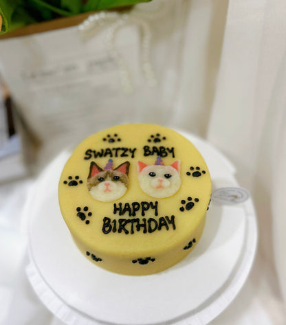 2D Custom Dog/Cat Paws Around Cake - Pets Delight Bakery Pte Ltd