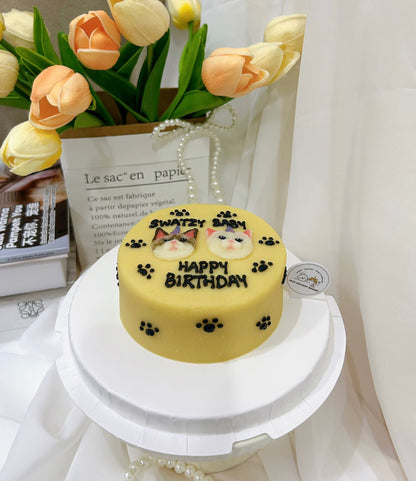 2D Custom Dog/Cat Paws Around Cake - Pets Delight Bakery Pte Ltd
