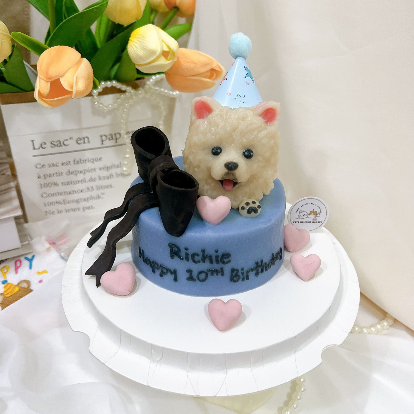 3D Customized Dog/Cat Big Head Ribbon Cake