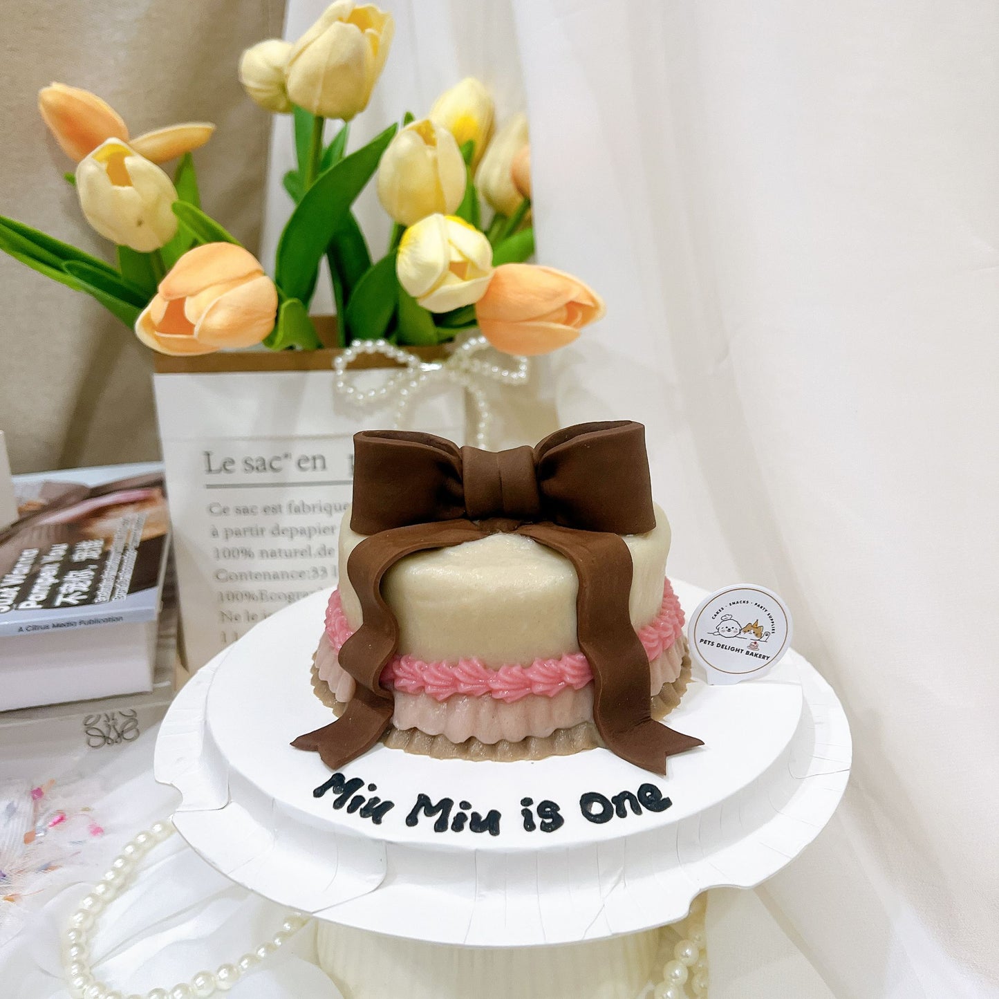 Elegant Bow Cake For Dog/Cat