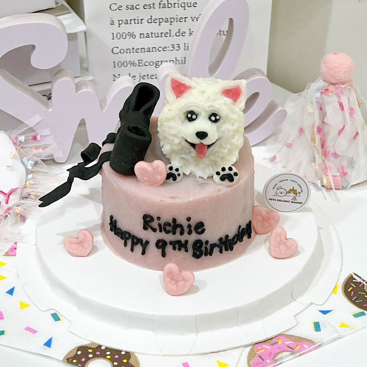 3D Customized Dog/Cat Big Head Ribbon Cake - Pets Delight Bakery Pte Ltd