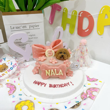 3D Customized Dog/Cat Ribbon Flowers Cake - Pets Delight Bakery Pte Ltd