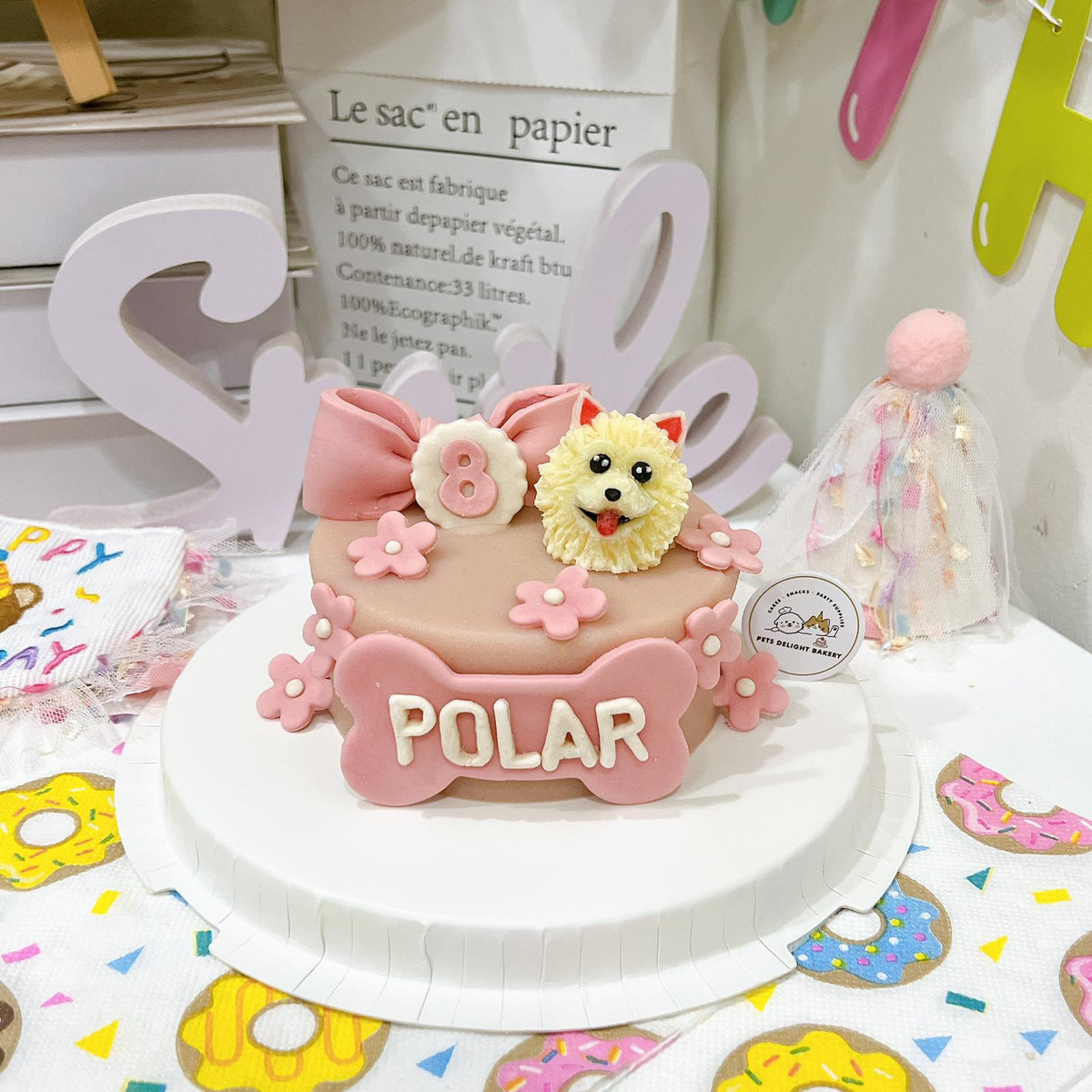 3D Customized Dog/Cat Ribbon Flowers Cake - Pets Delight Bakery Pte Ltd