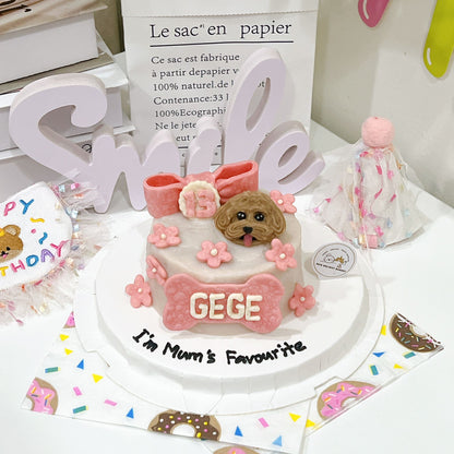 3D Customized Dog/Cat Ribbon Flowers Cake - Pets Delight Bakery Pte Ltd